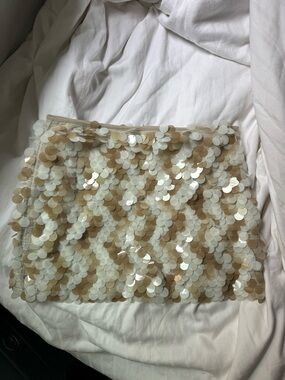 Sincerely Jules Pearl Beige Sequin Mini Skirt